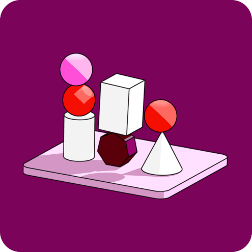 Abstracte 3D-vormen op een dienblad